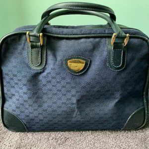 GUCCI Micro Small GG Hand Bag Navy Blue Canvas